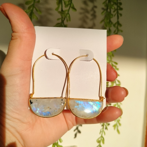🌹The Quiet Luxury Collection🌹 Real Moonstone Gold Plated Earrings - Picture 12 of 17